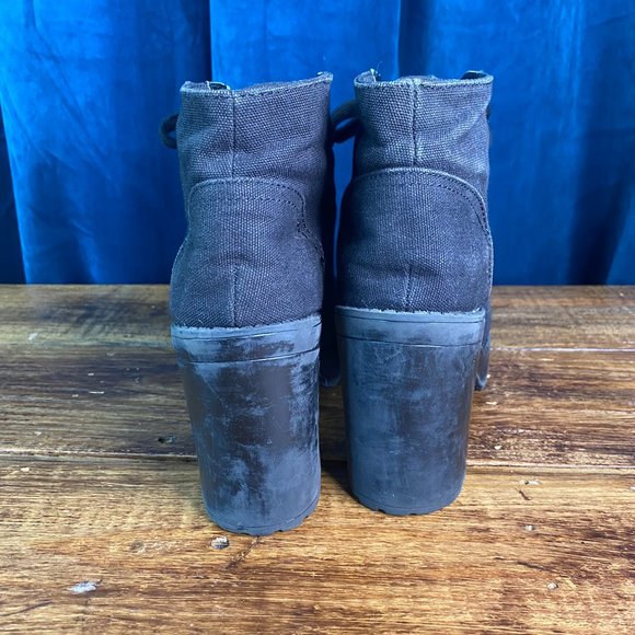 H&M Divided 709790 Canvas Platform Boots Black Size 8.5 - Picture 6 of 10